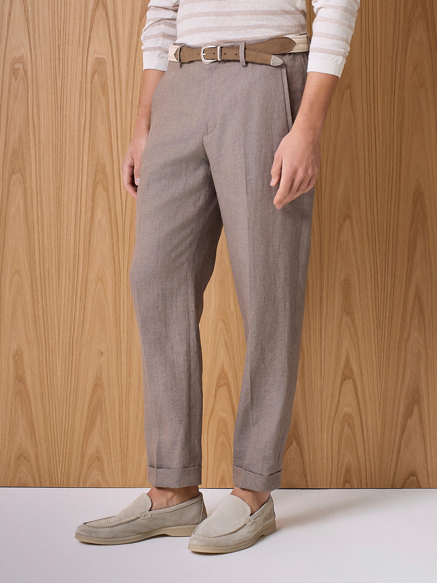 Pantalone in lino taupe