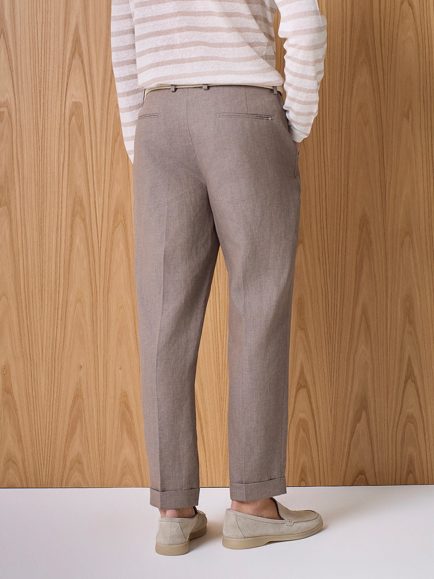 Pantalone in lino taupe