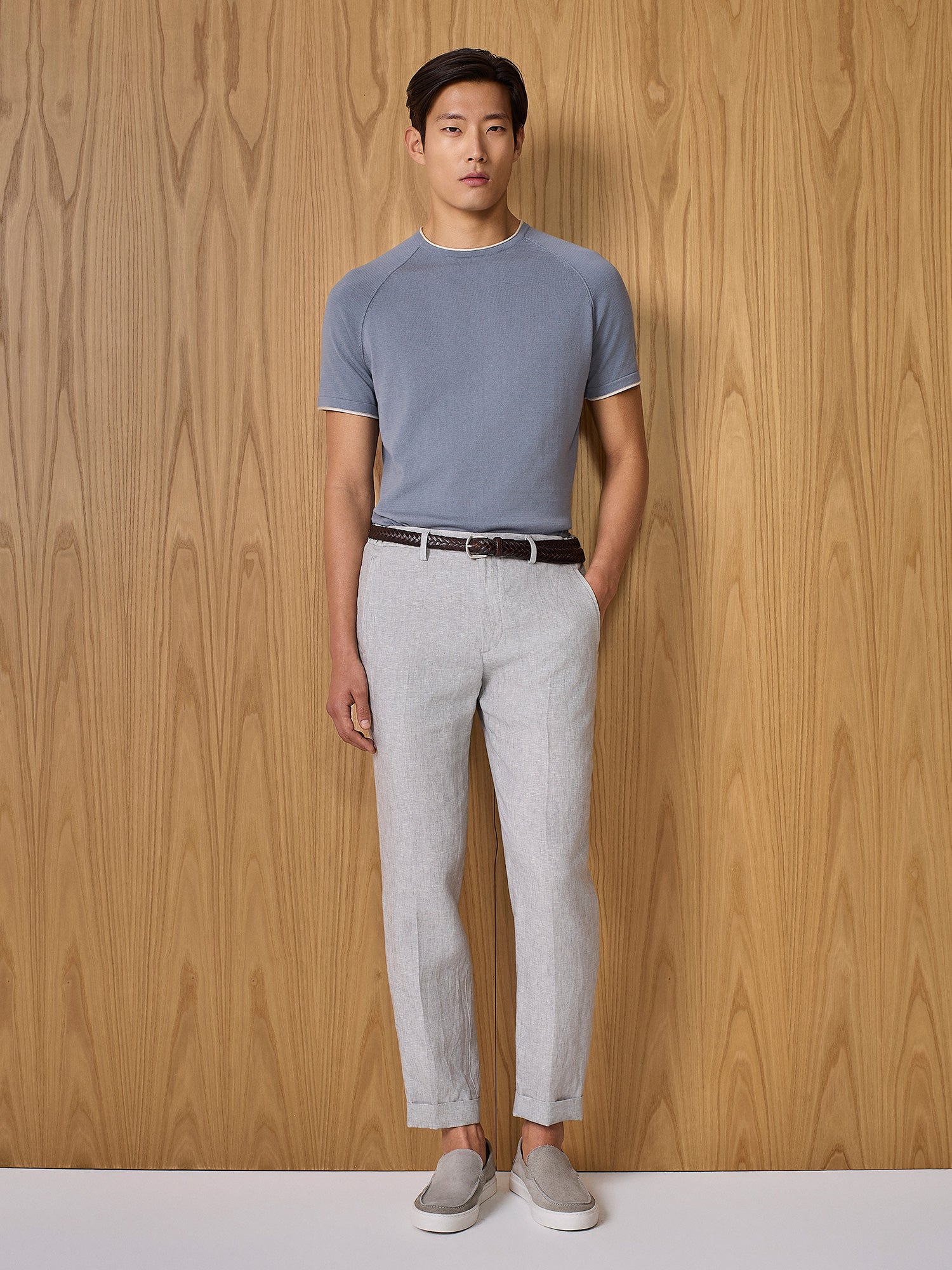 Pantalone in lino grigio chiaro