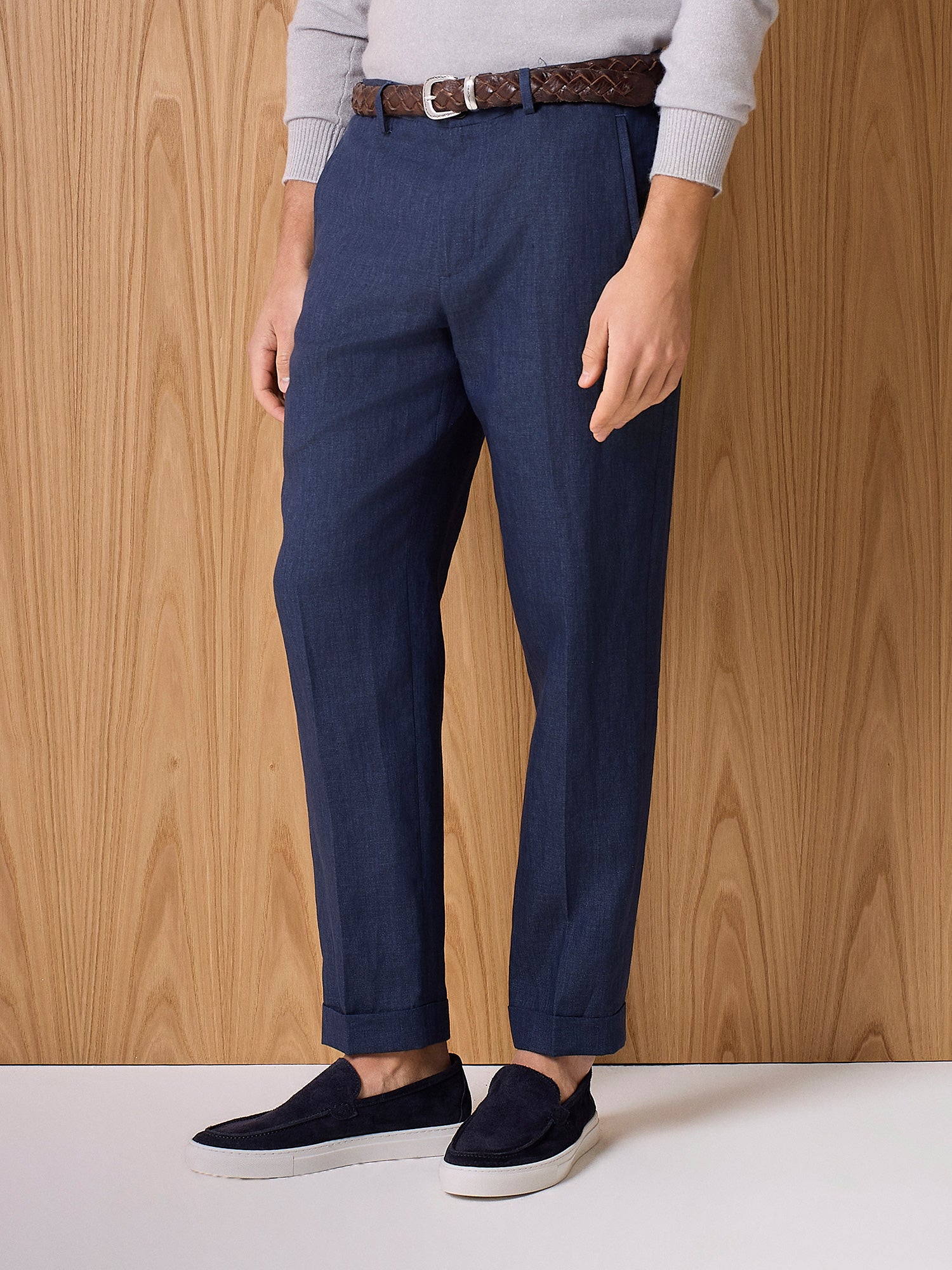 Pantalone in lino navy