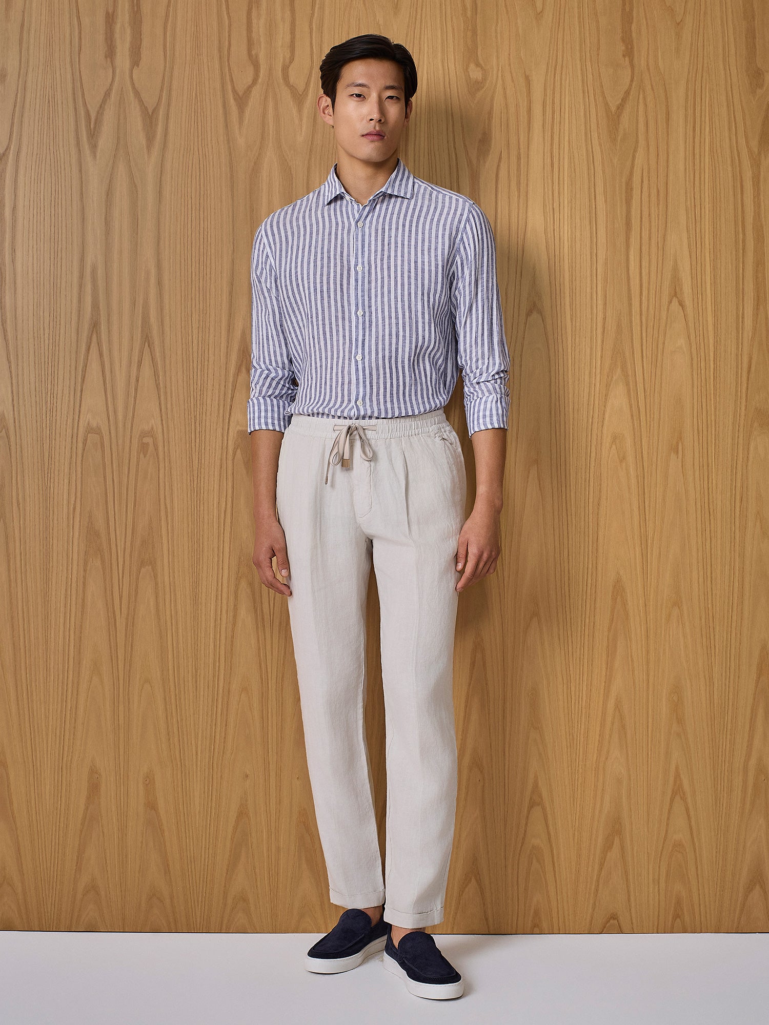 Pantalone jogger in lino burro
