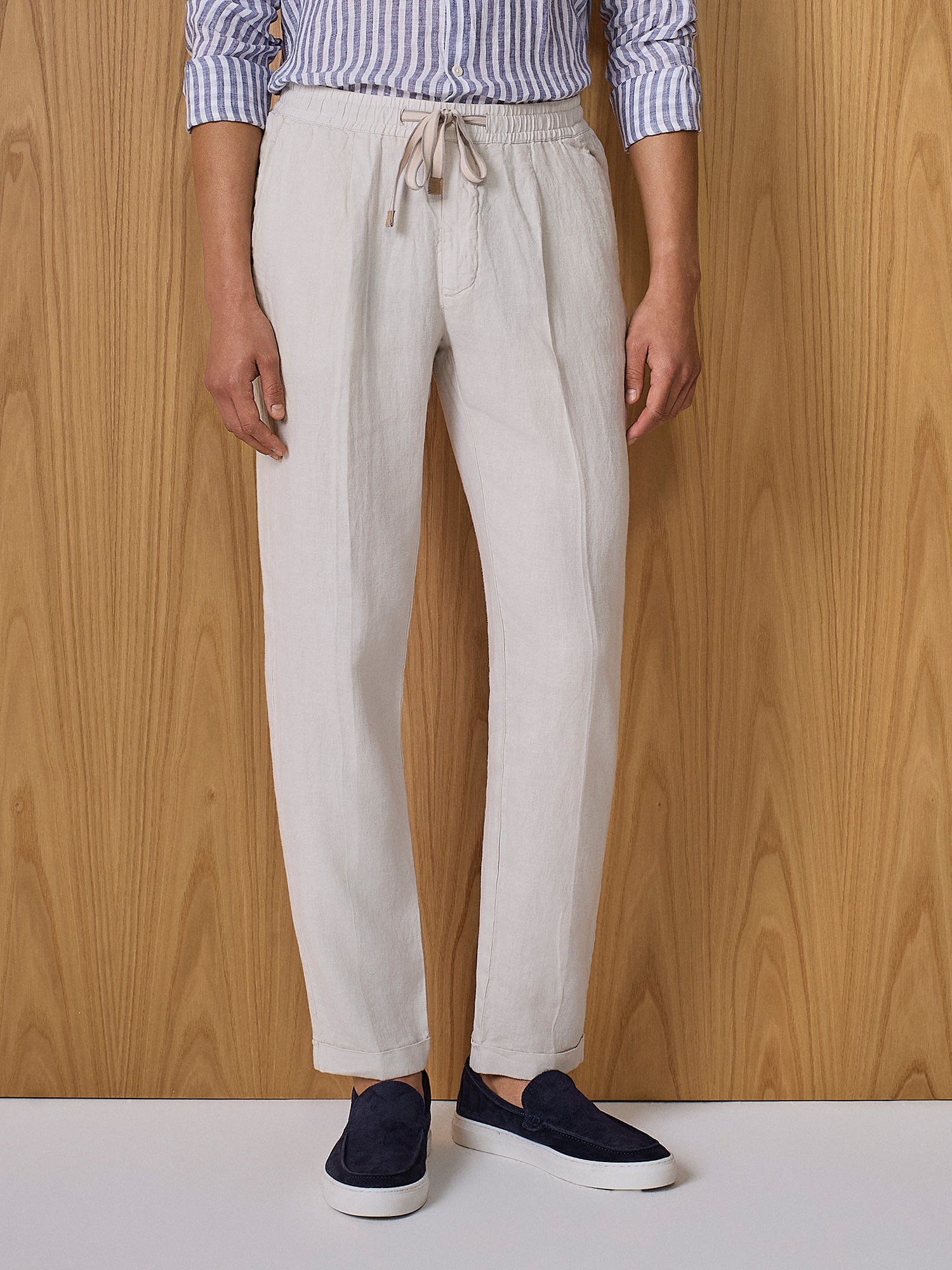 Pantalone jogger in lino burro