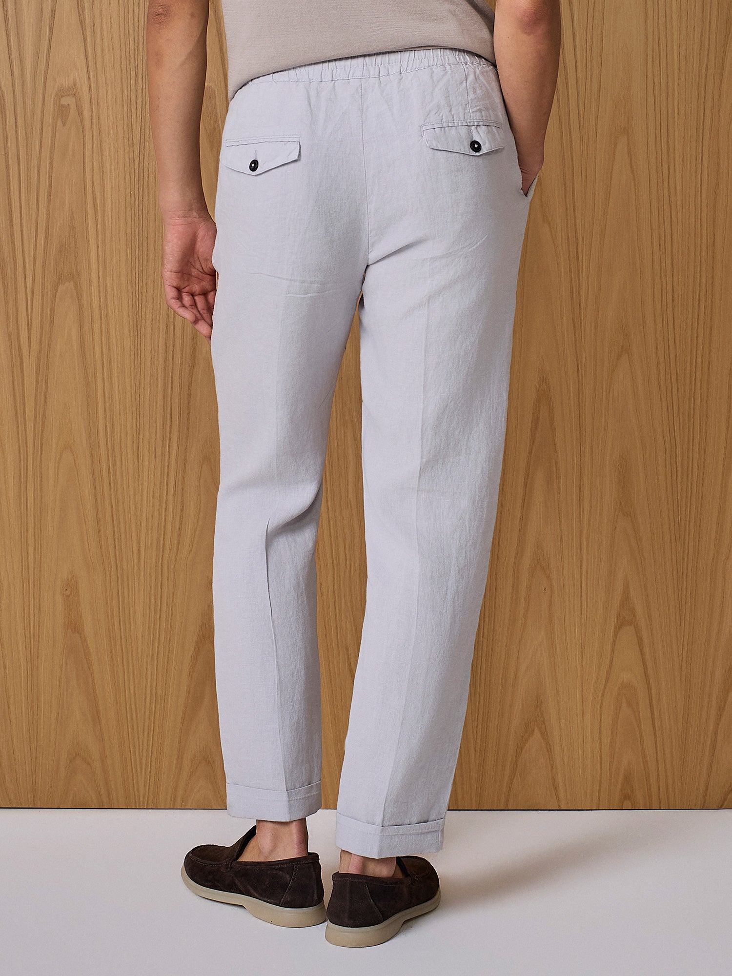 Pantalone jogger in lino cloud
