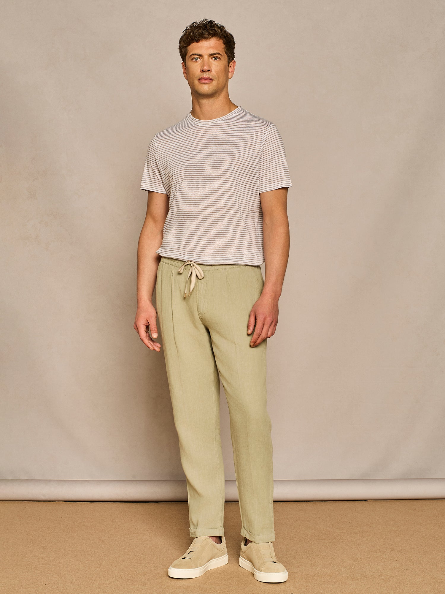 SAGE LINEN JOGGER LACE-UP TROUSER