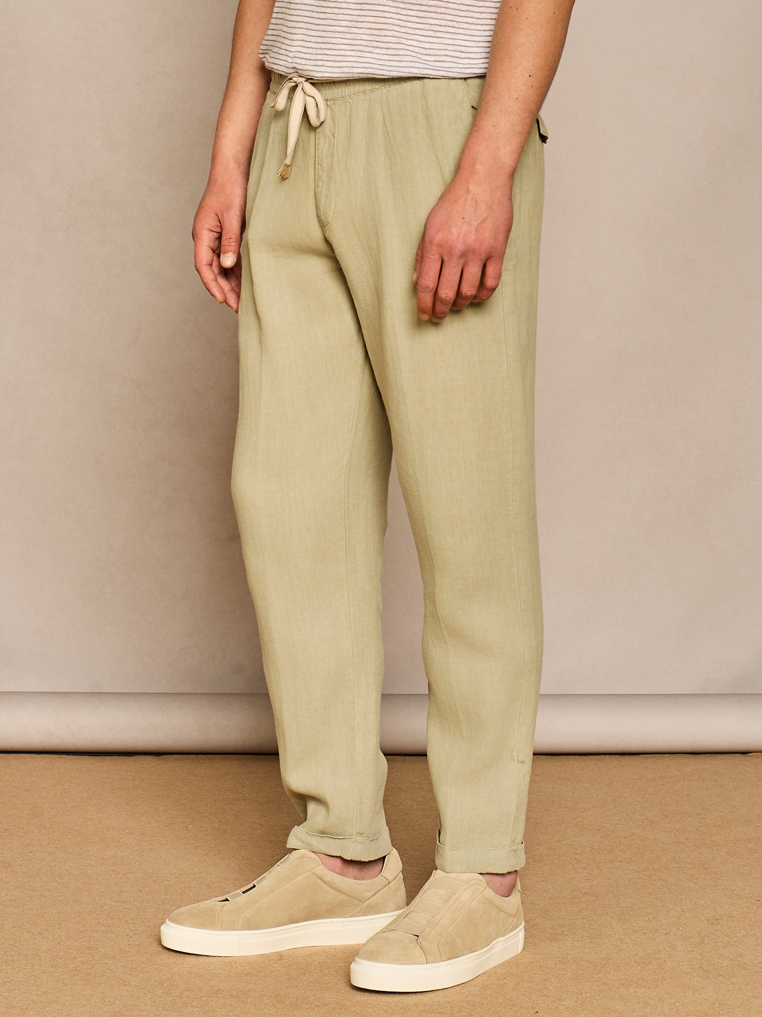 SAGE LINEN JOGGER LACE-UP TROUSER