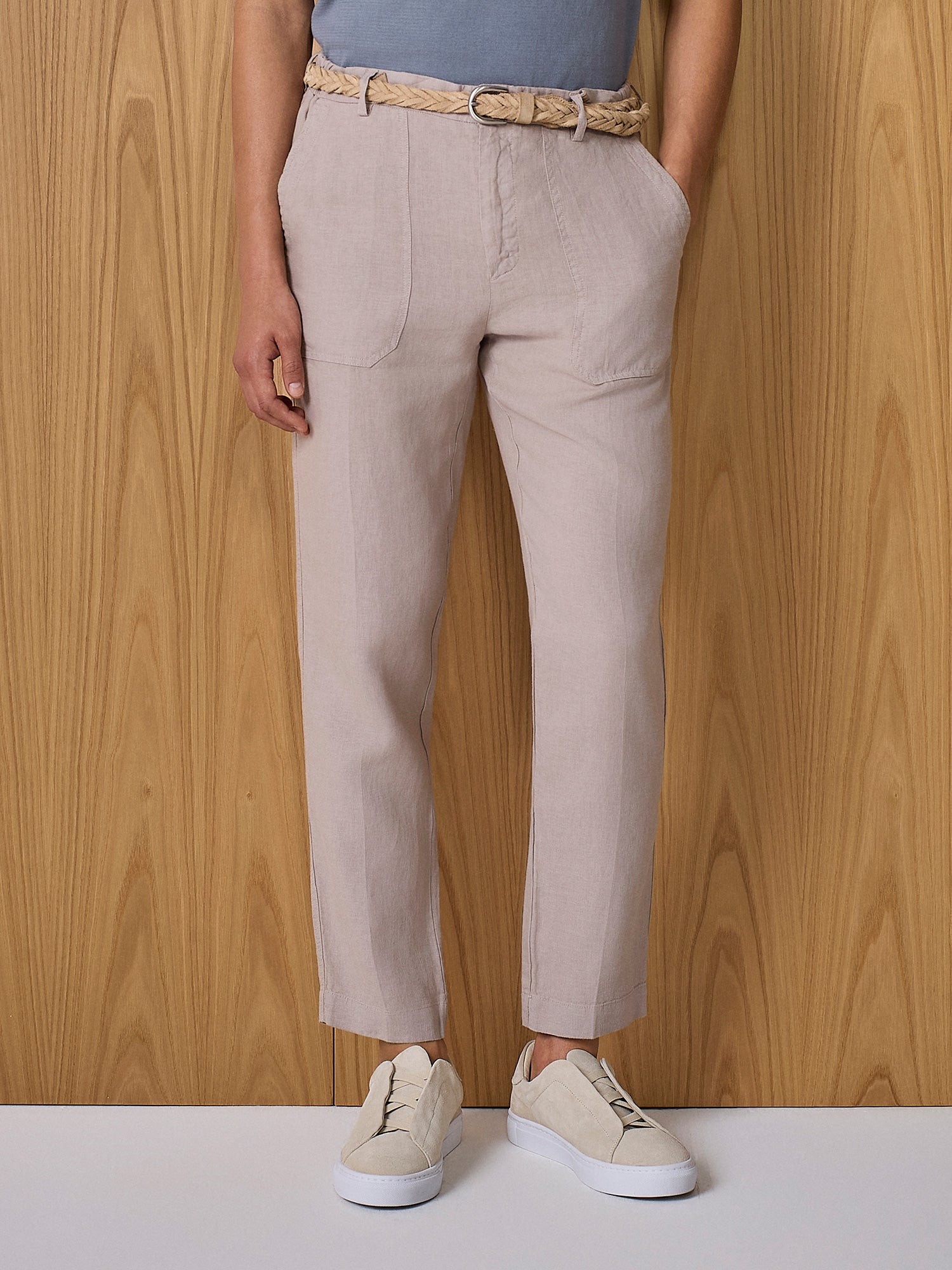 Pantalone fatigue lino taupe