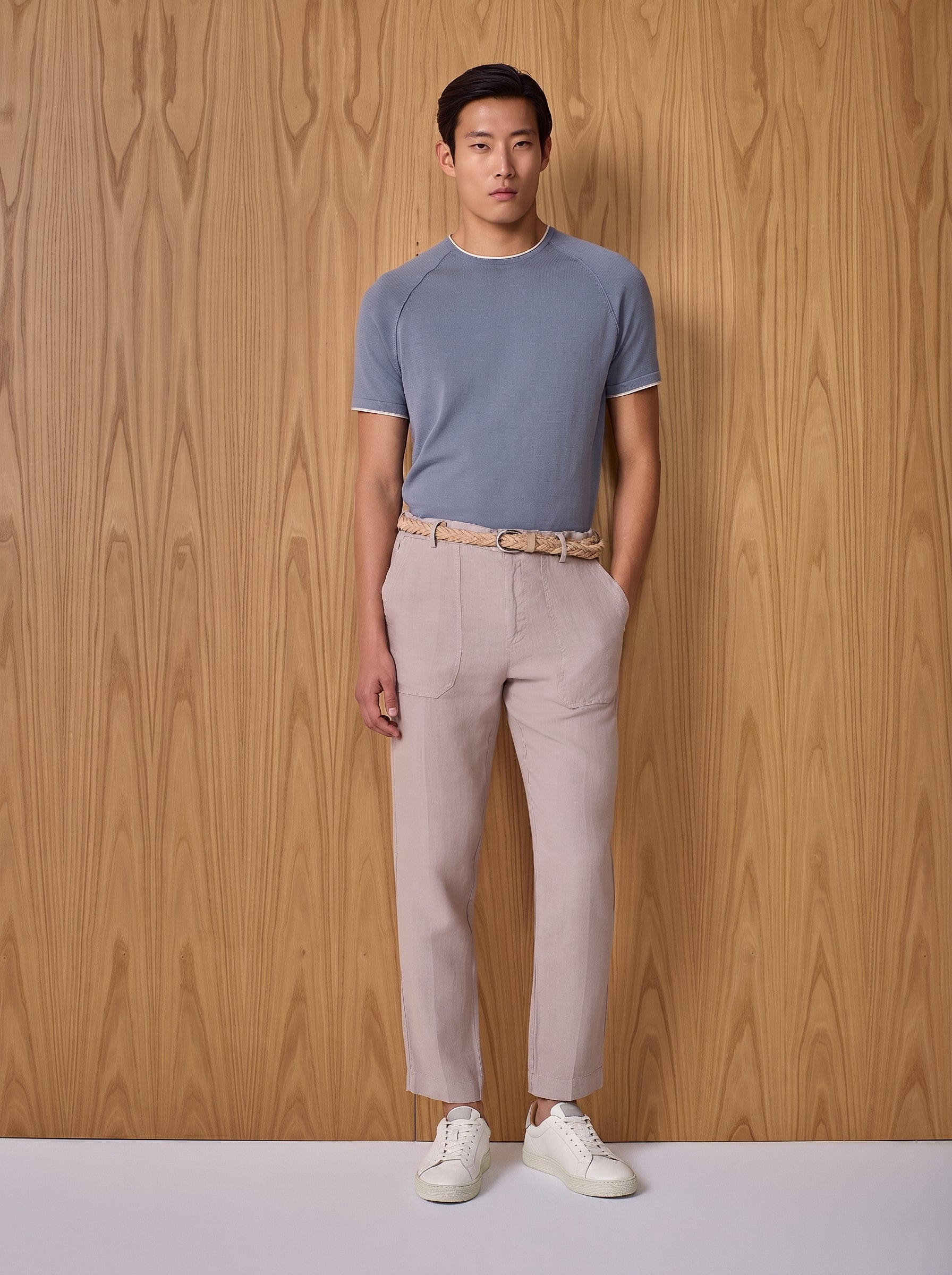 Pantalone fatigue lino taupe