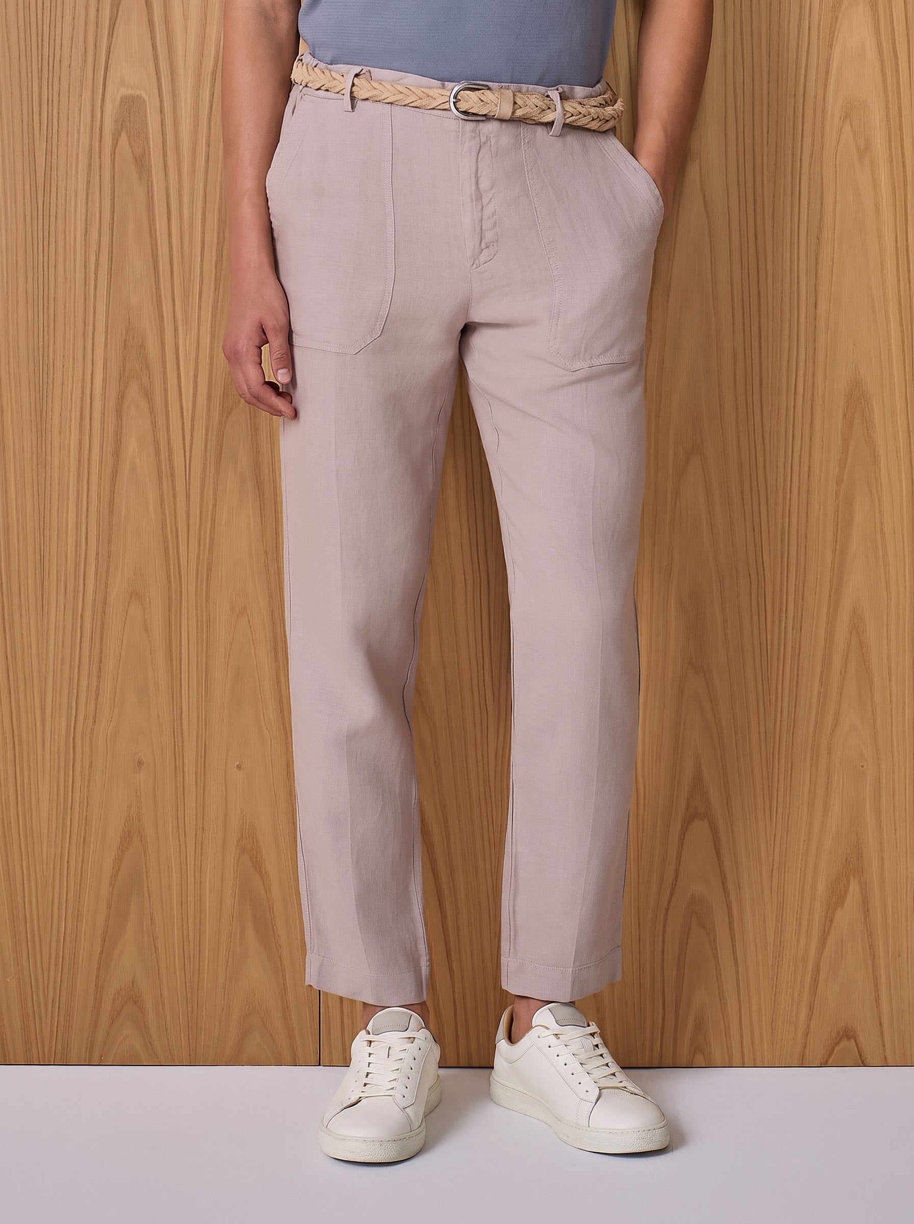 Pantalone fatigue lino taupe