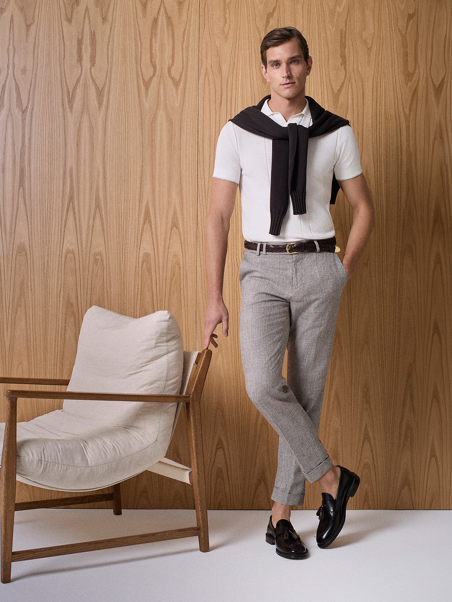 Pantalone sartoriale galles beige