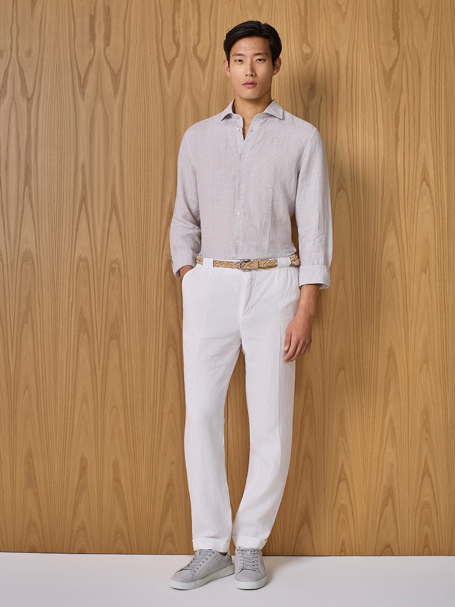 Pantalone in lino bianco
