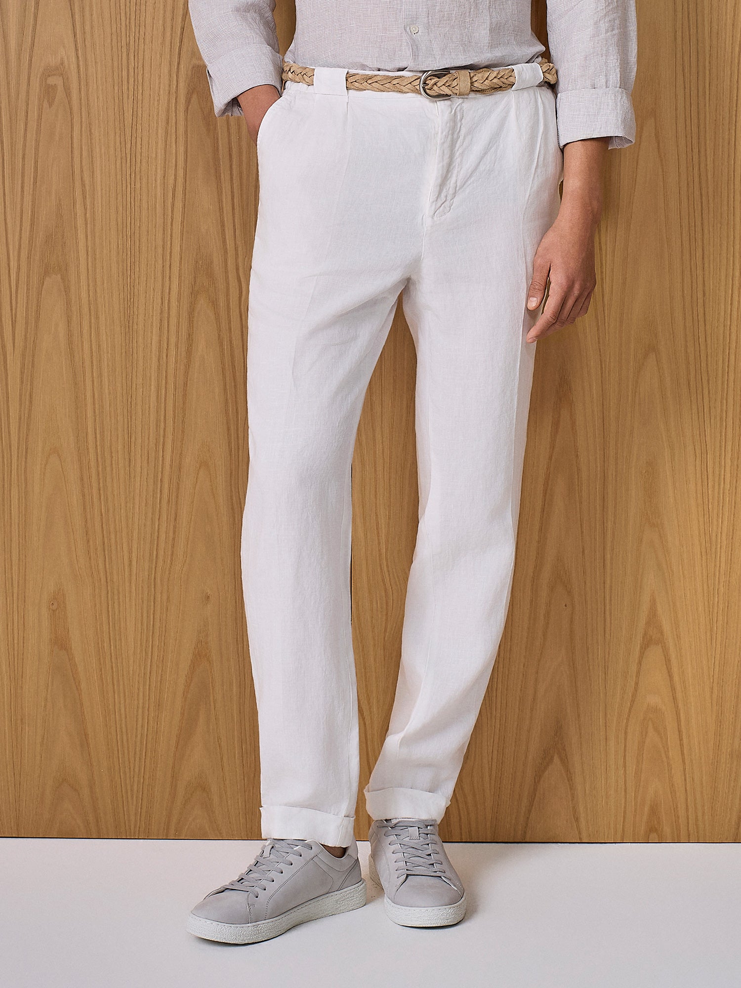 Pantalone in lino bianco