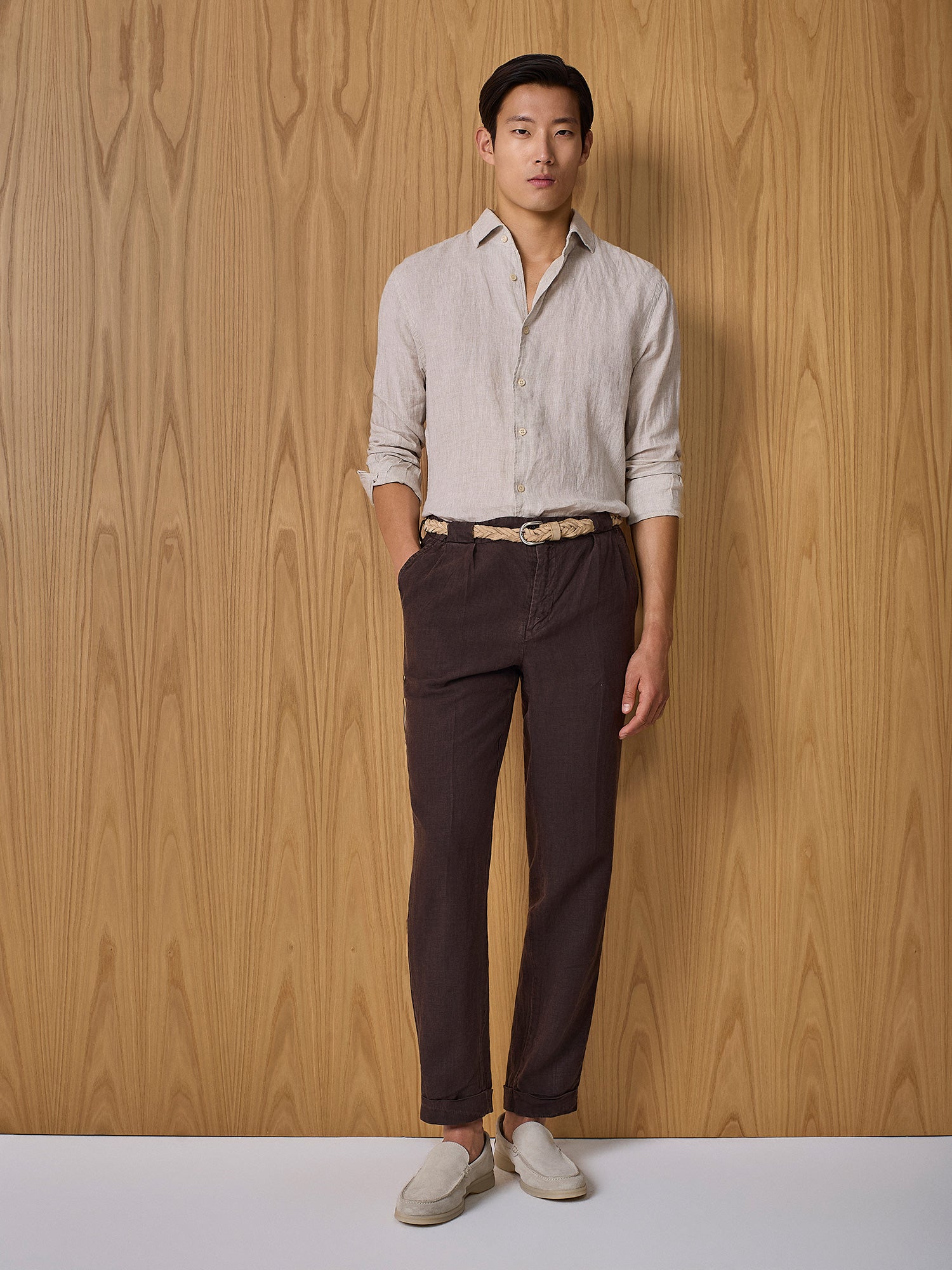 Pantalone in lino moro