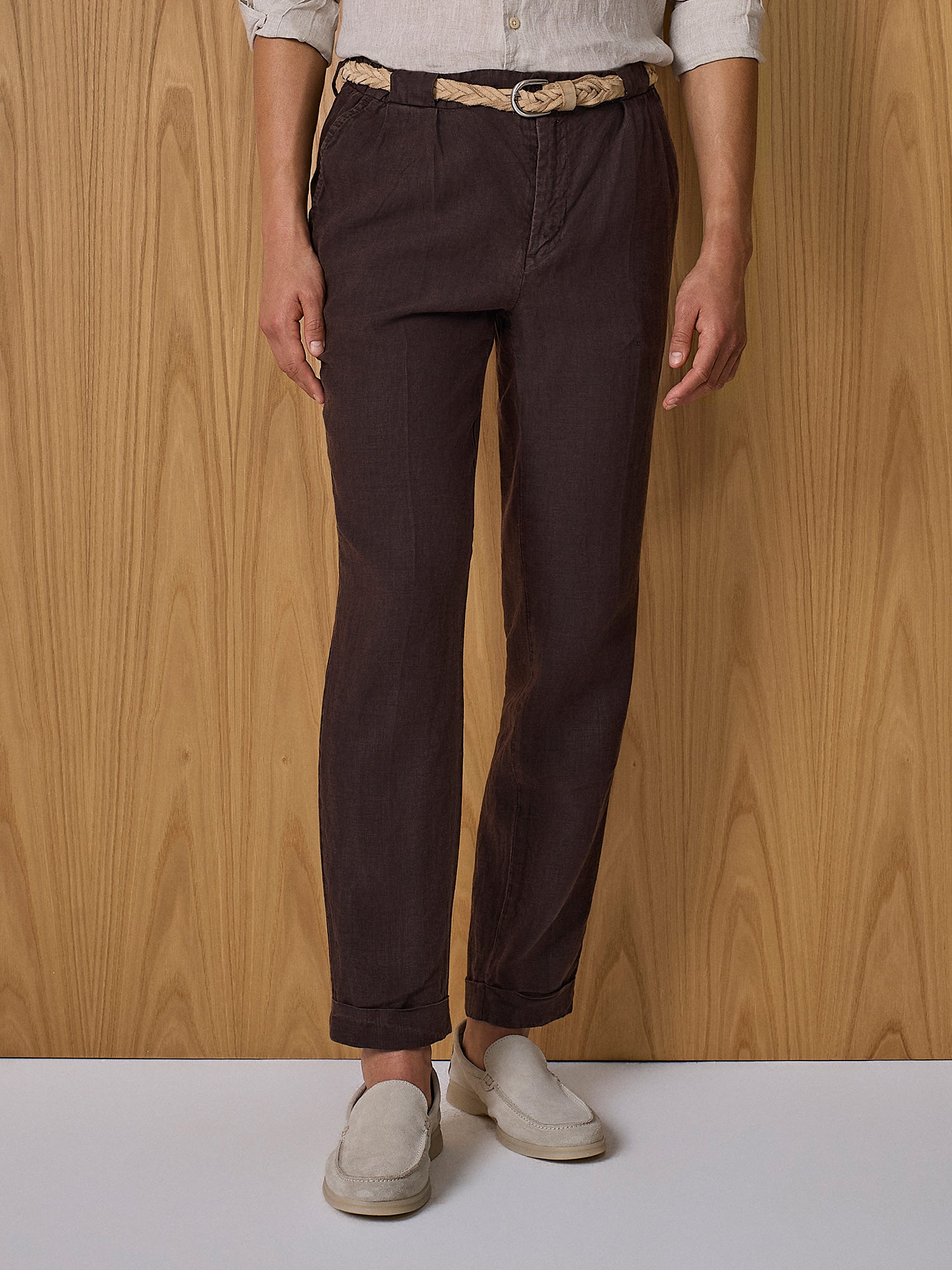 Pantalone in lino moro