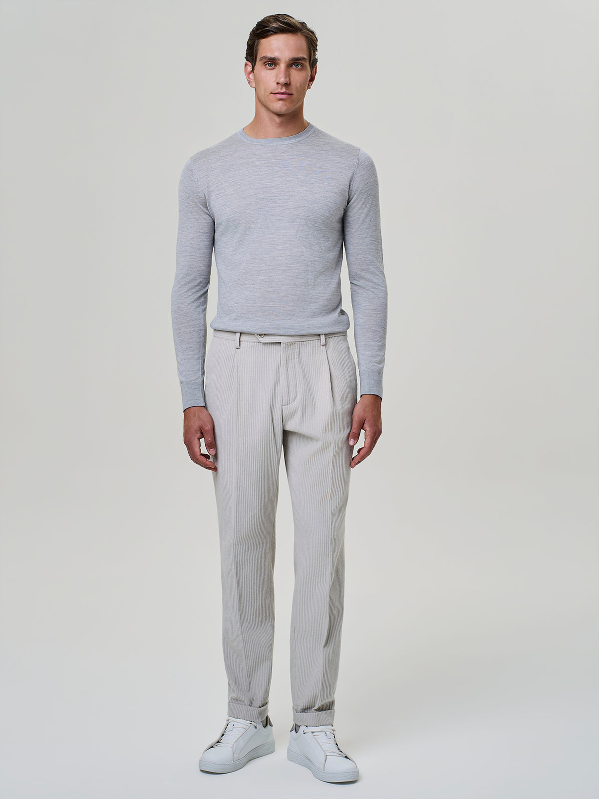 Girocollo in maglia misto seta grigio