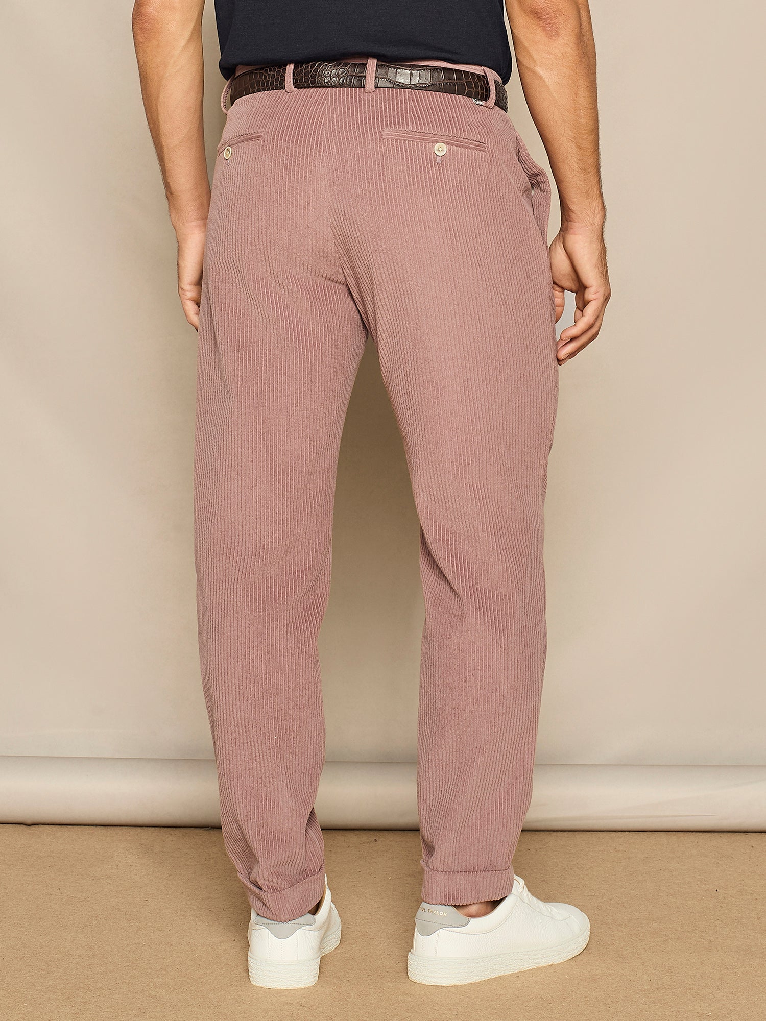 PANTALONE WIDE FIT IN VELLUTO MAUVE