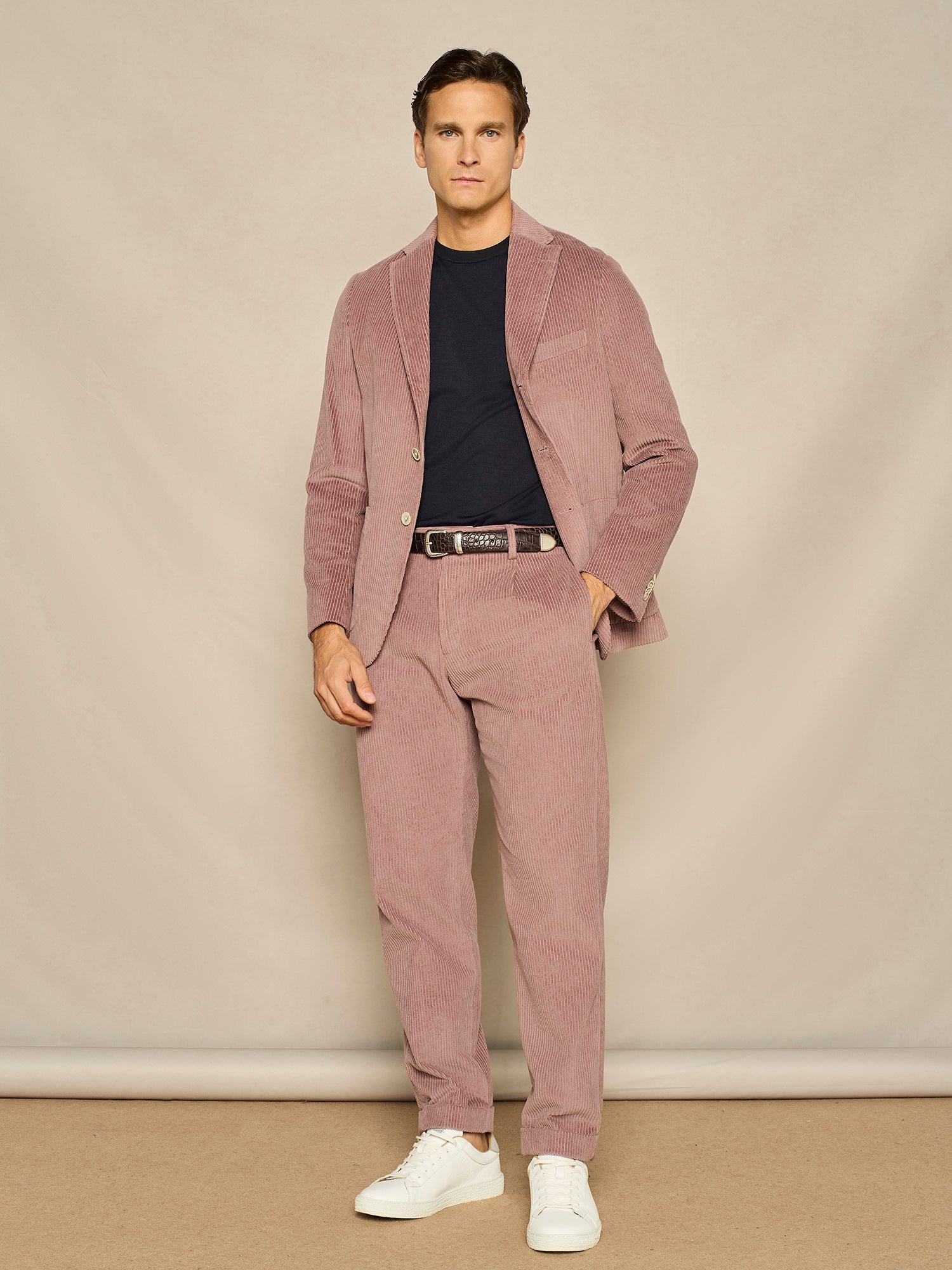 PANTALONE WIDE FIT IN VELLUTO MAUVE