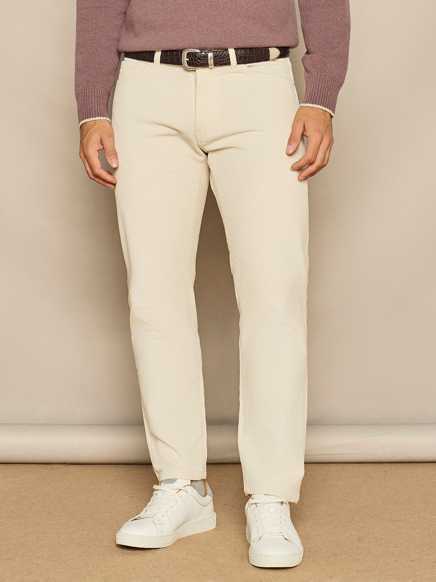 PANTALONE CINQUE TASCHE IN VELLUTO A COSTE BURRO