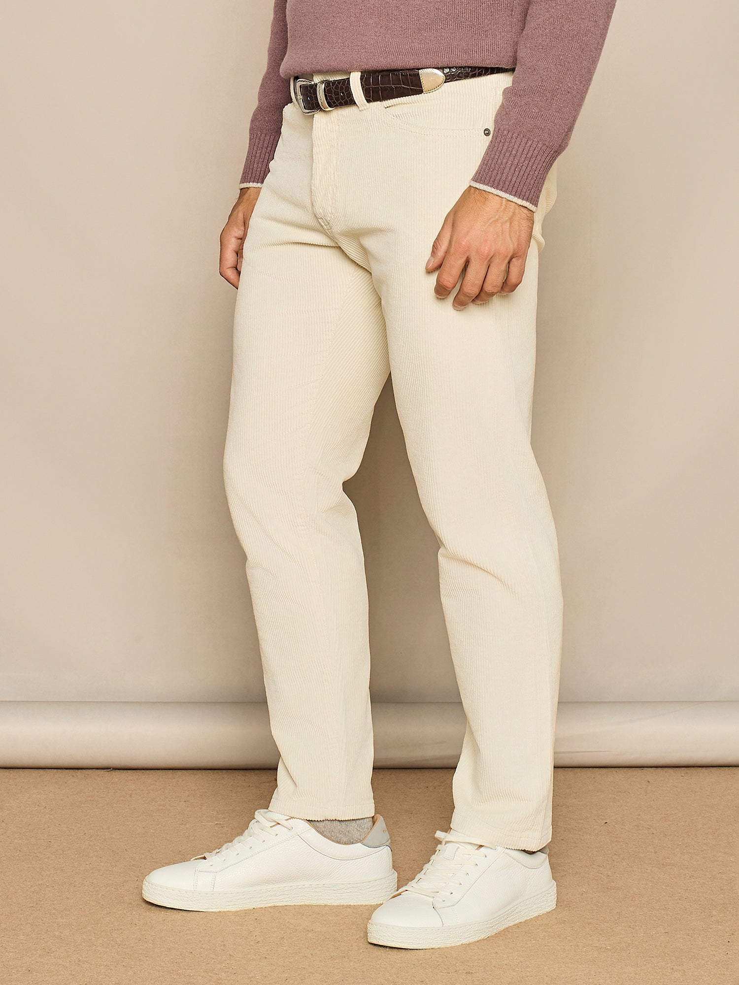 PANTALONE CINQUE TASCHE IN VELLUTO A COSTE BURRO