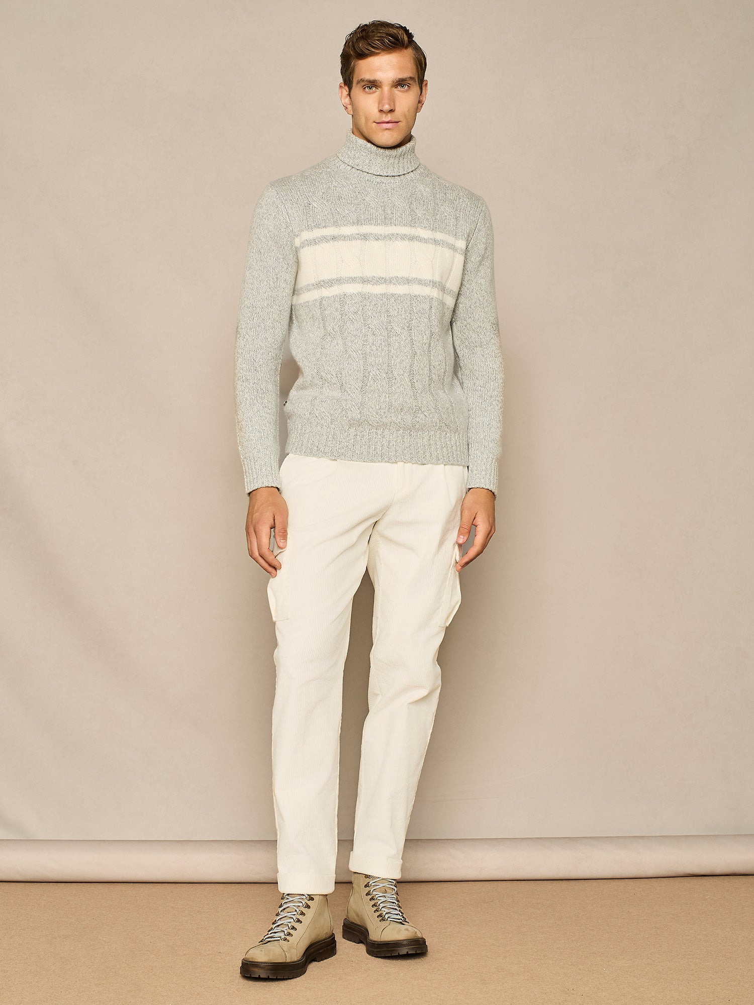 OFF WHITE CORDUROY CARGO TROUSER