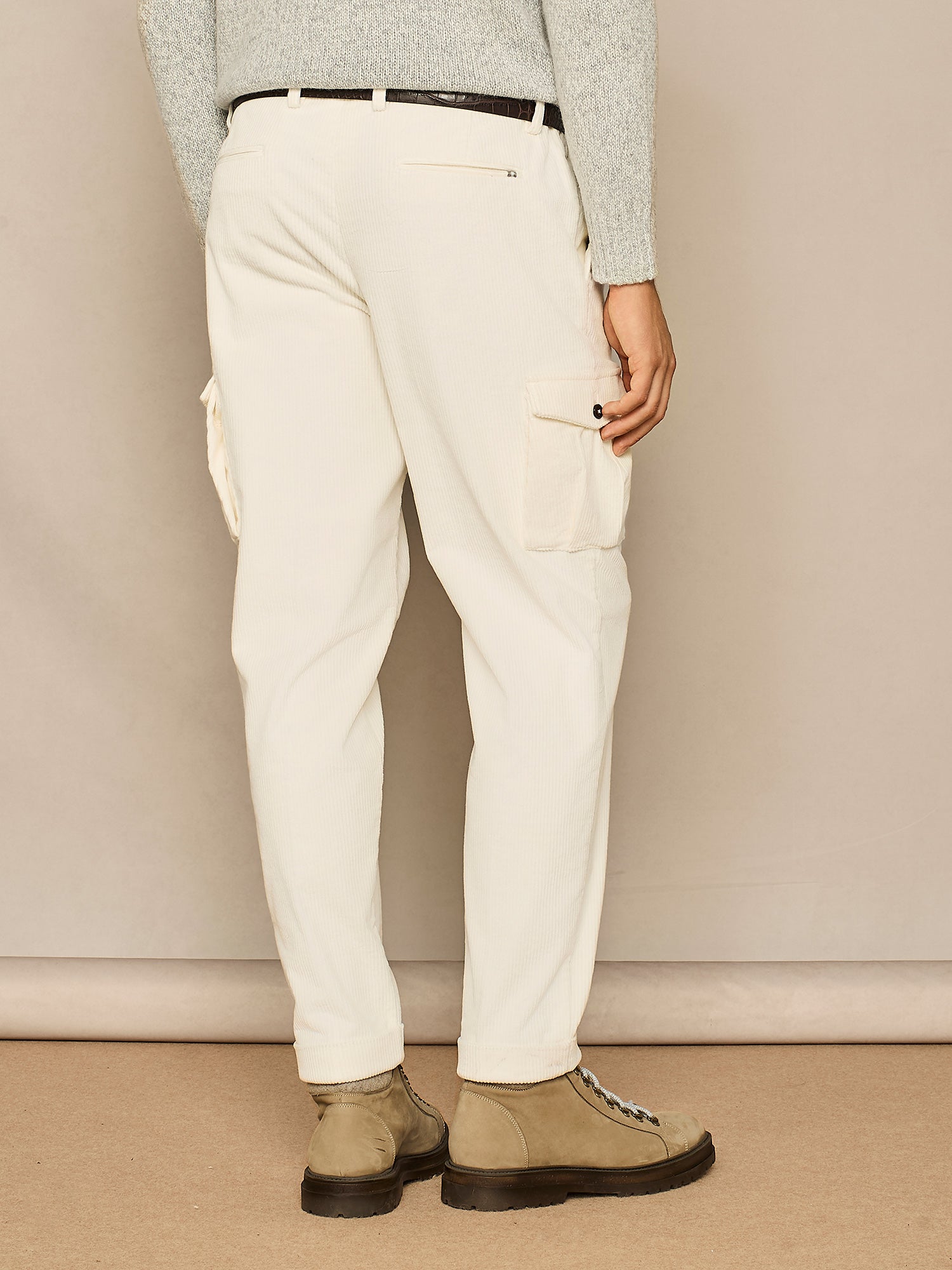 OFF WHITE CORDUROY CARGO TROUSER