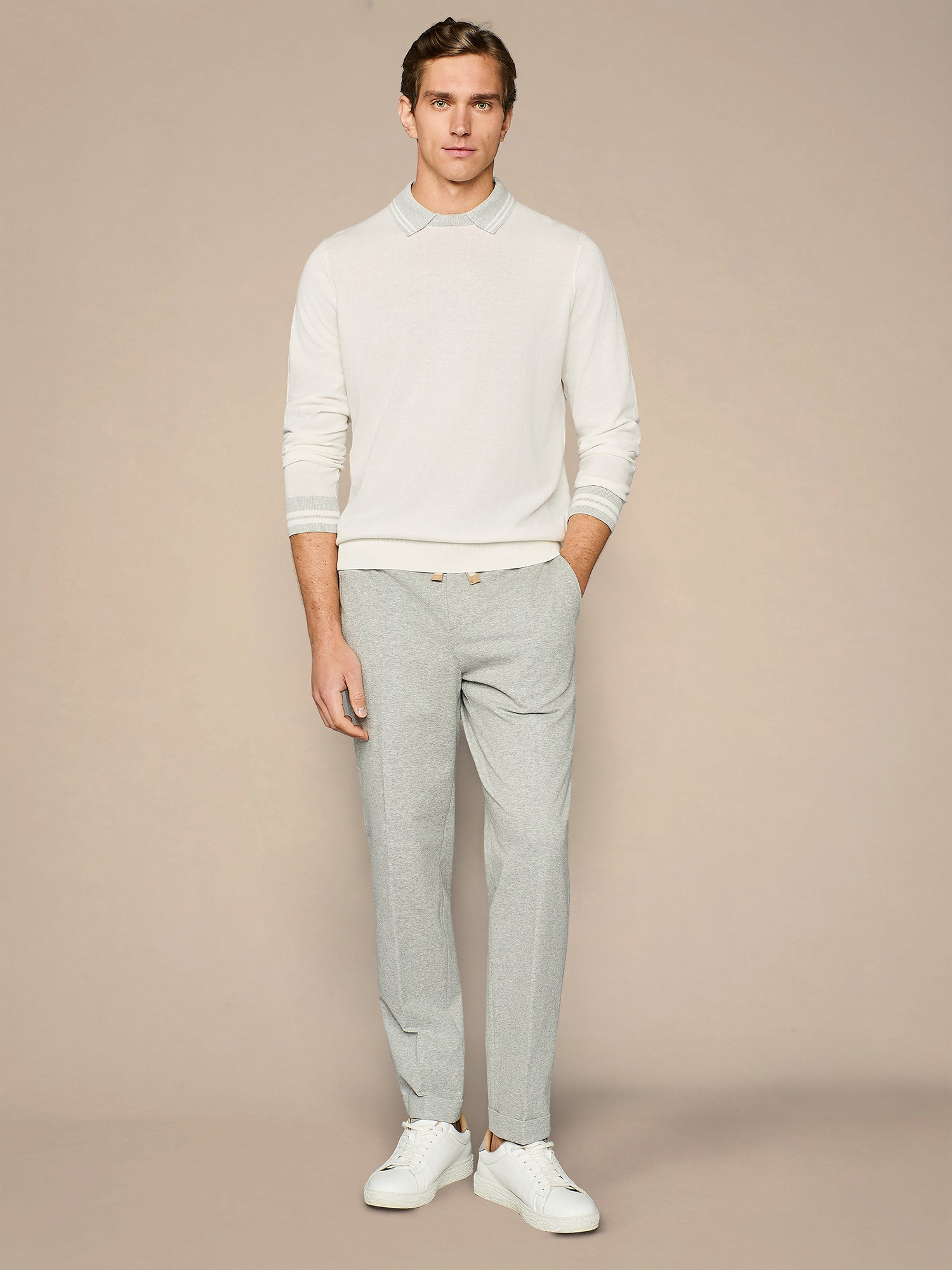 POLO GIROCOLLO IN MAGLIA BIANCO