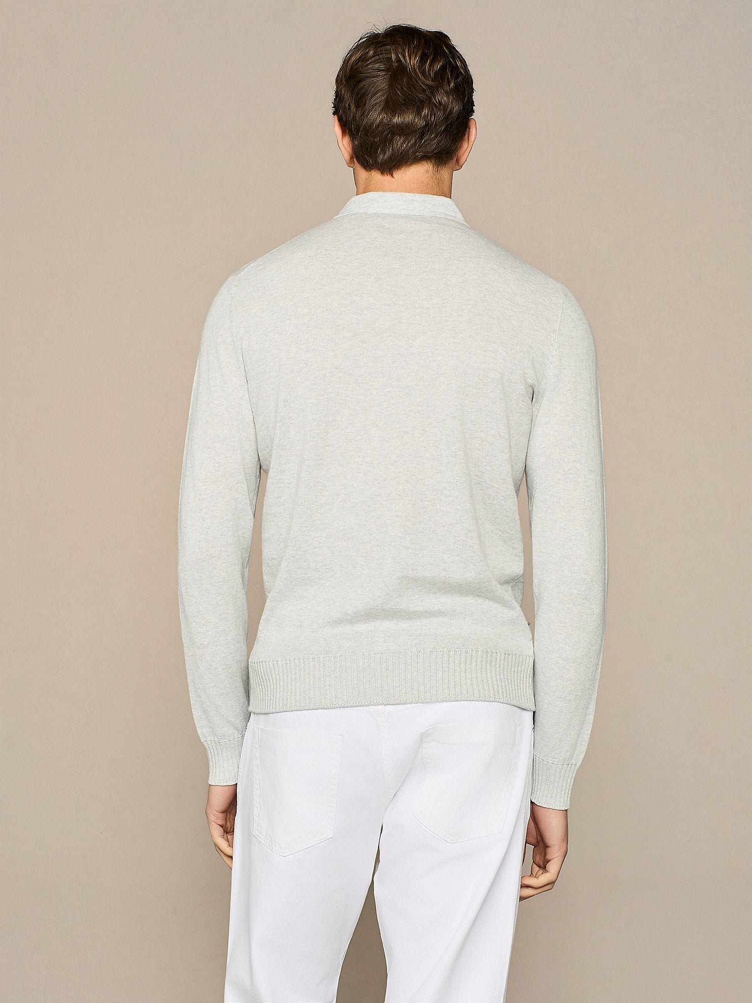 LIGHT GREY MELANGE HALF ZIP POLO