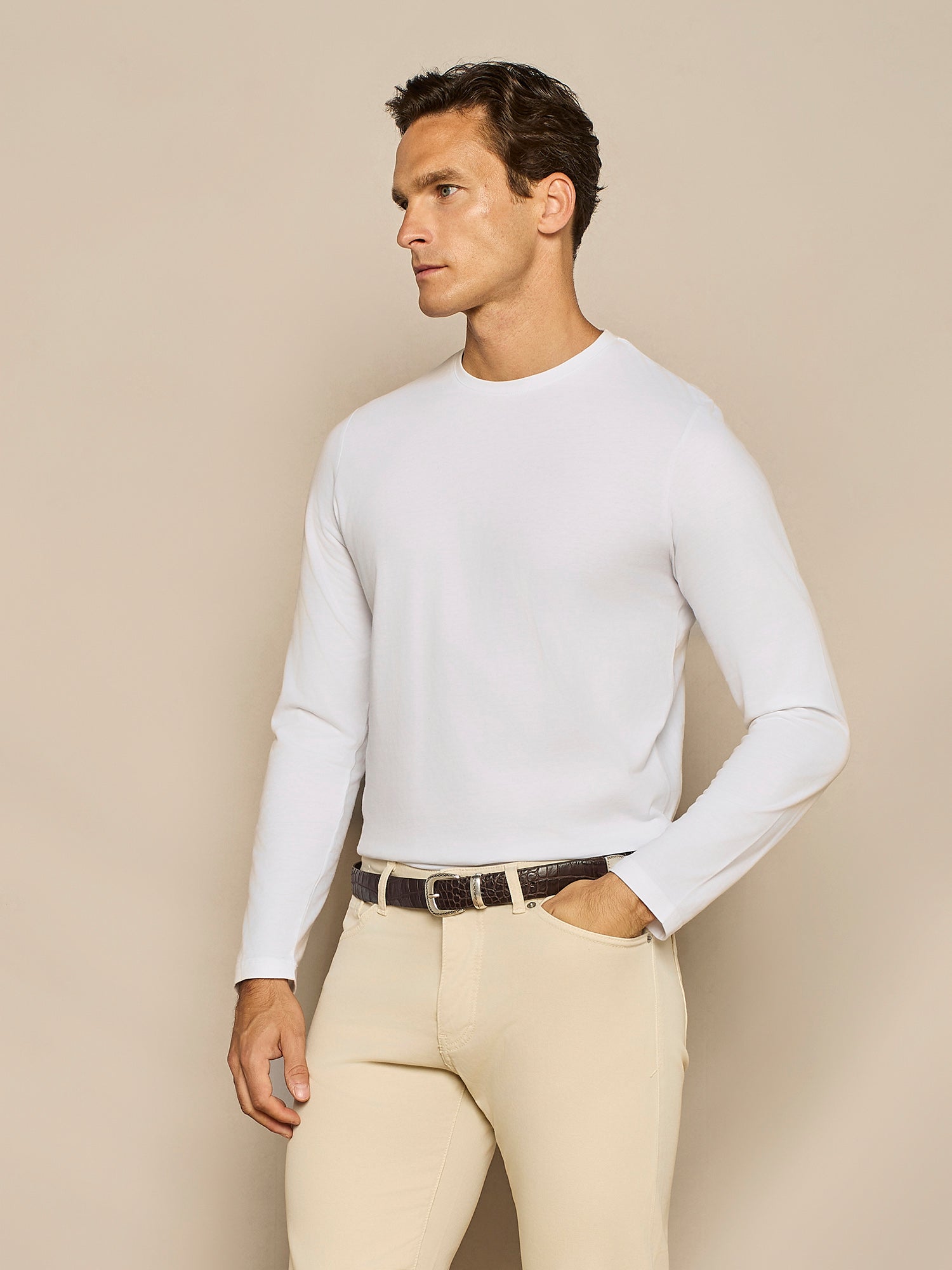 OFF WHITE WARM COTTON LONG SLEEVE T-SHIRT