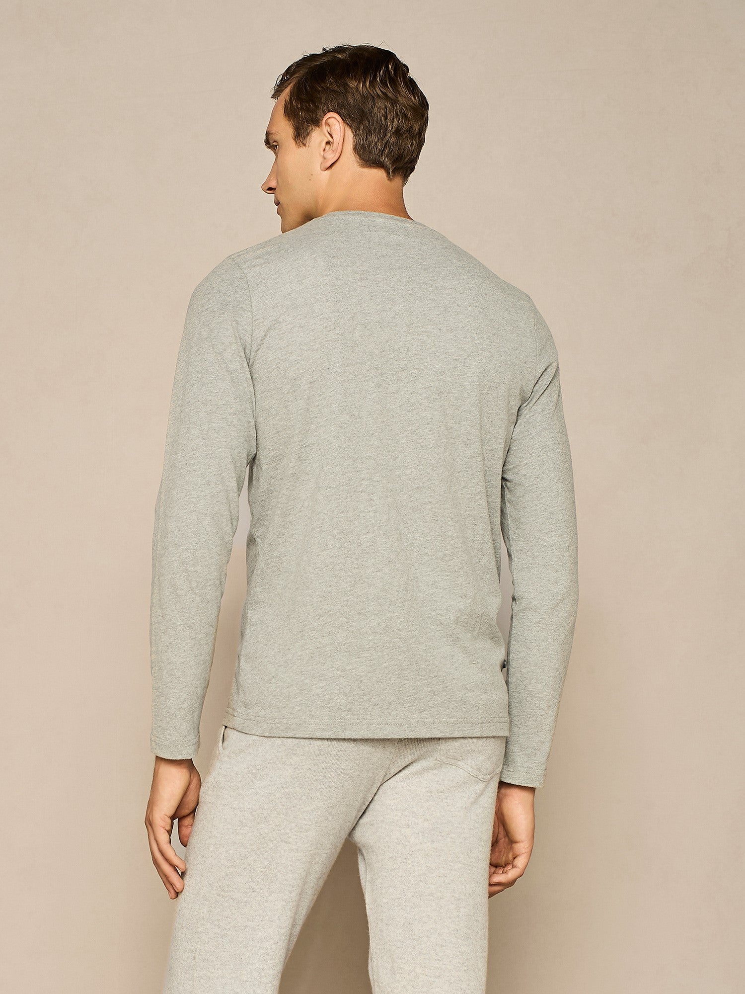 LIGHT GREY MELANGE WARM COTTON LONG SLEEVE T-SHIRT