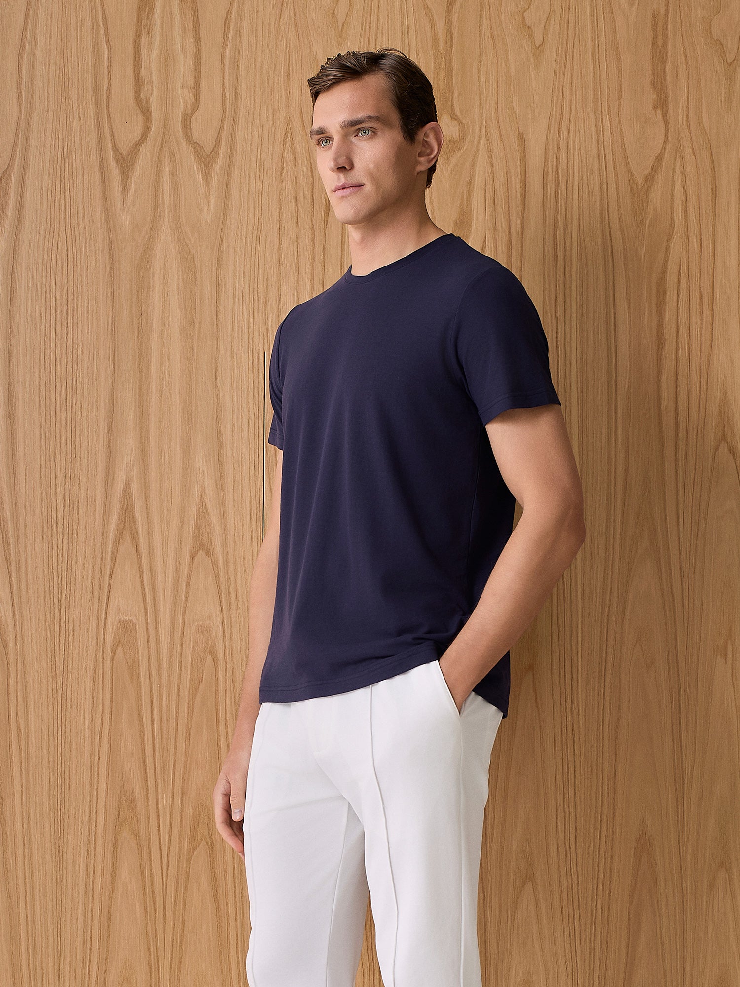 T-shirt in cotone crepe navy
