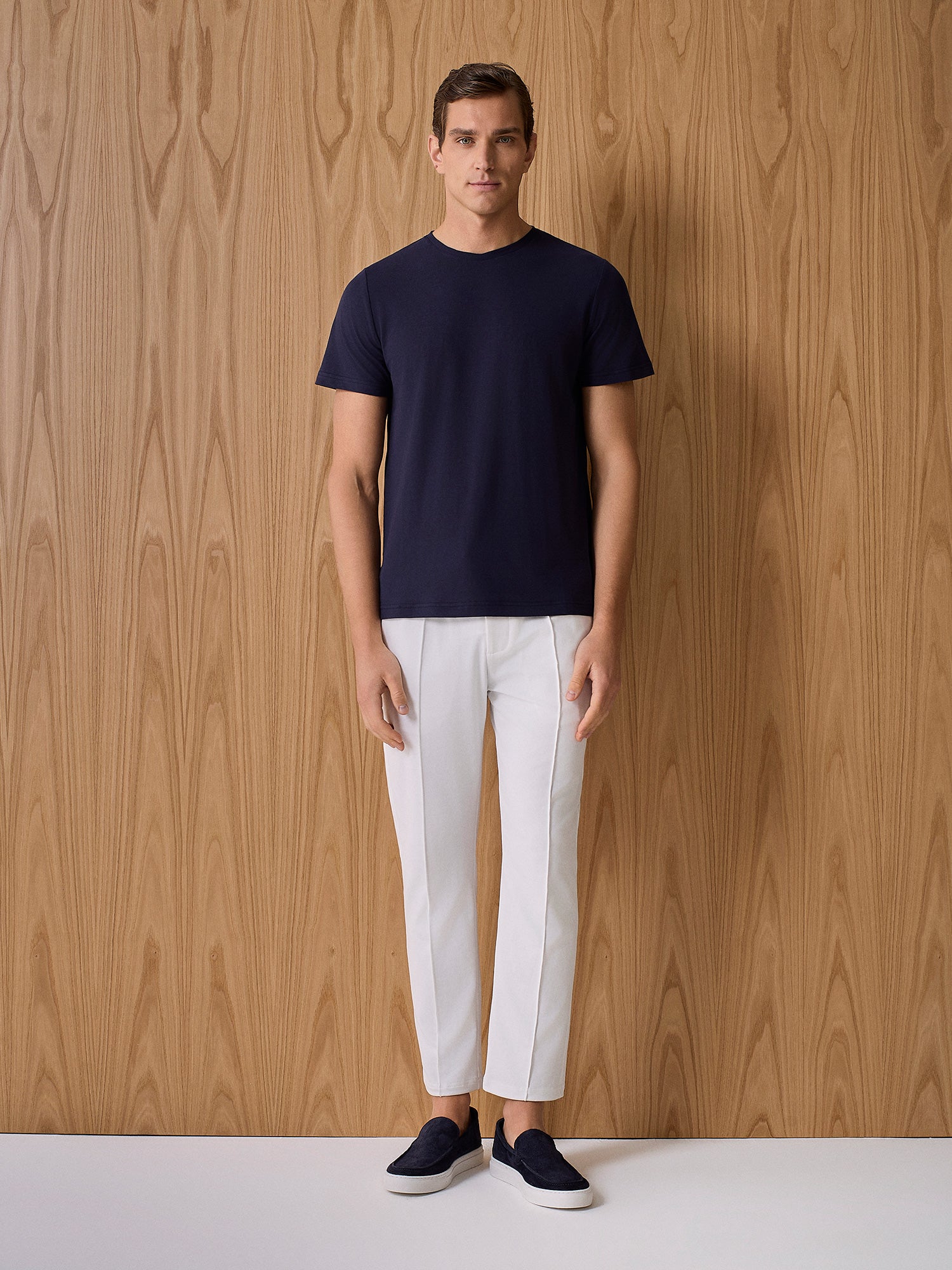 T-shirt in cotone crepe navy