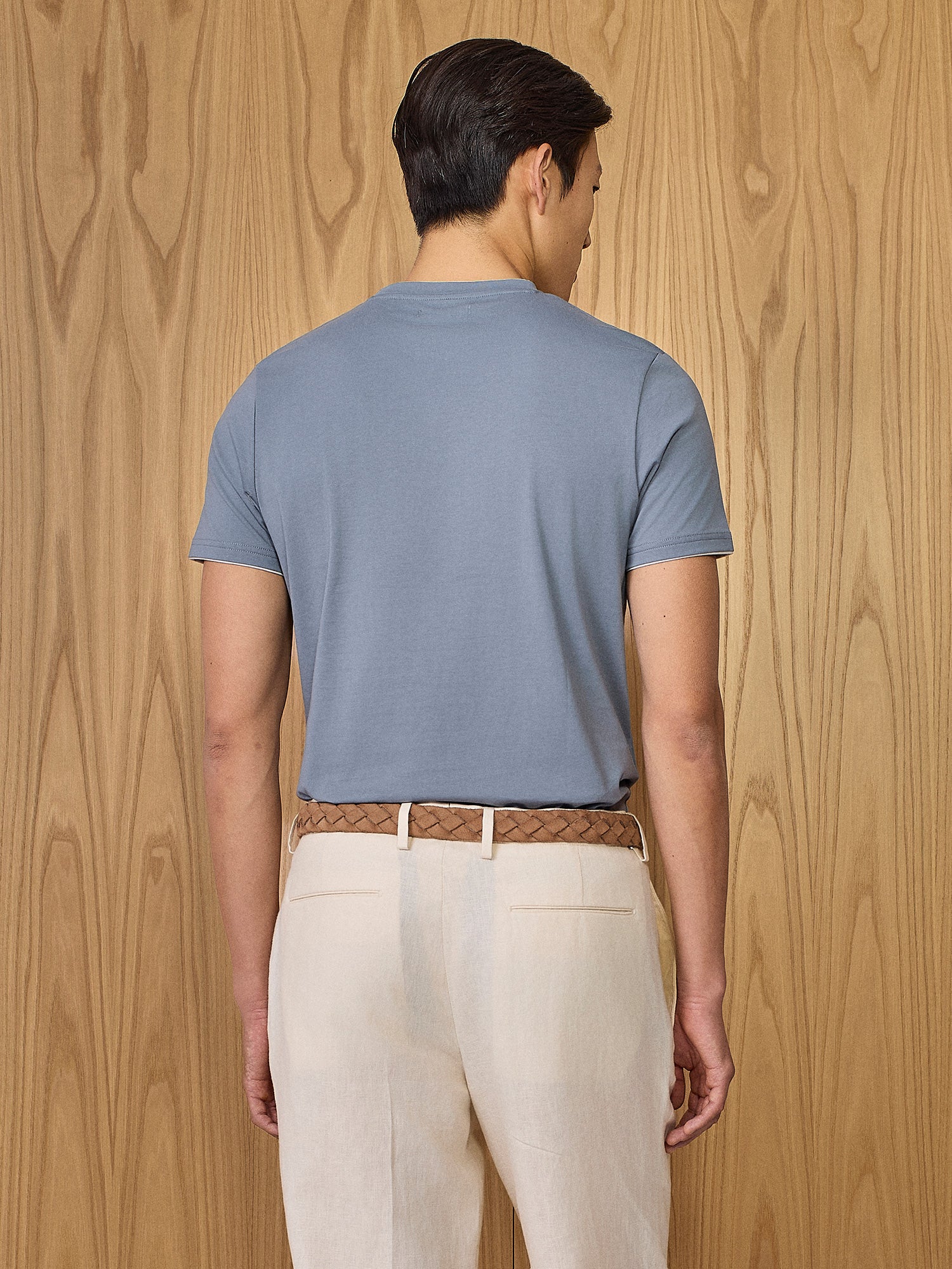 T-shirt doppio collo jersey ceruleo
