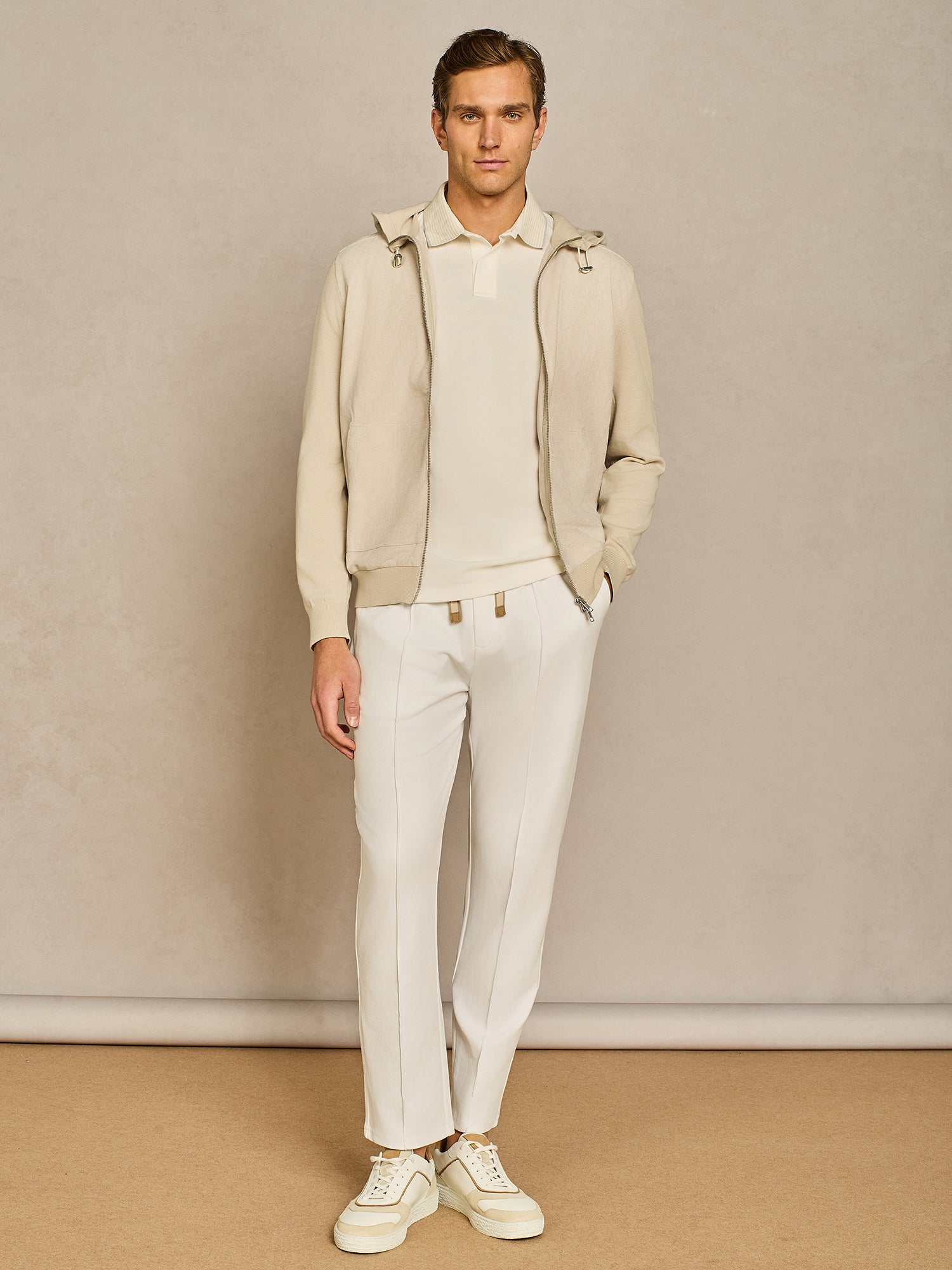 OFF-WHITE PIQUET POLO WITH CONTRAST COLOR COLLAR