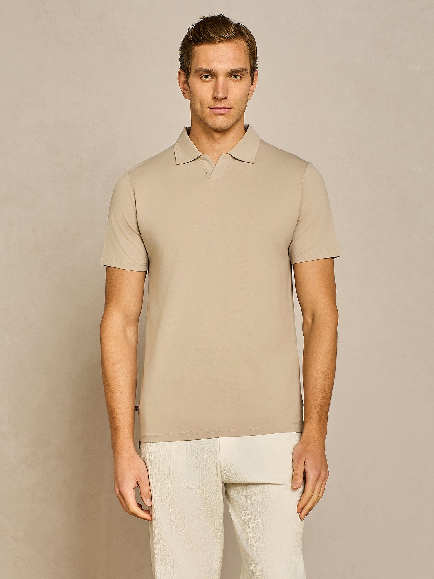 Polo jersey piquet tecnico taupe chiaro