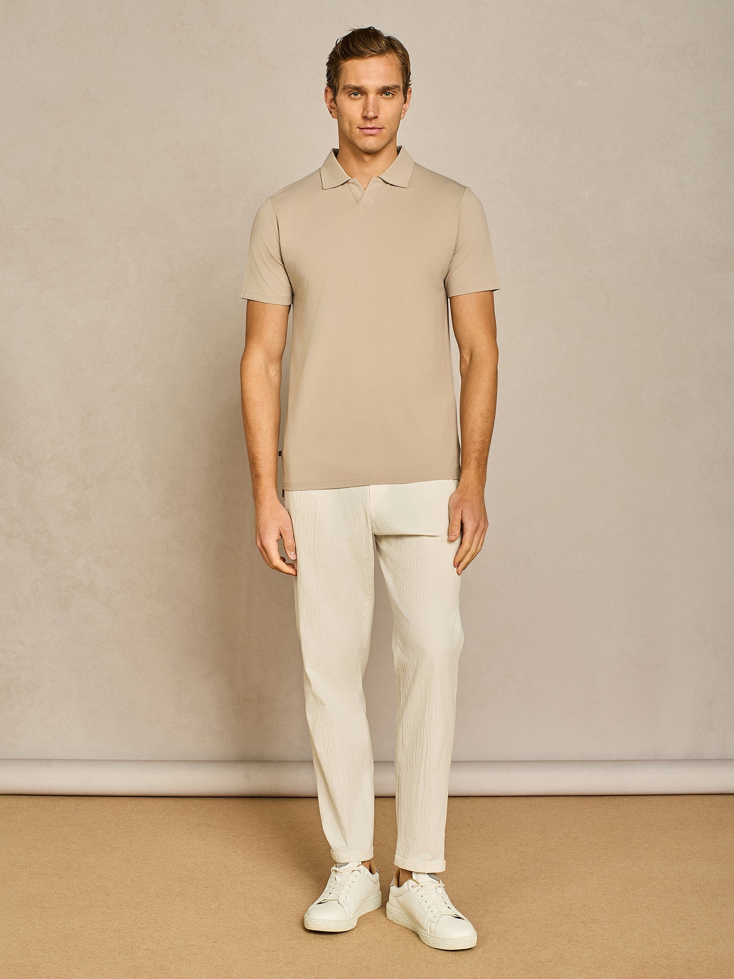 Polo jersey piquet tecnico taupe chiaro