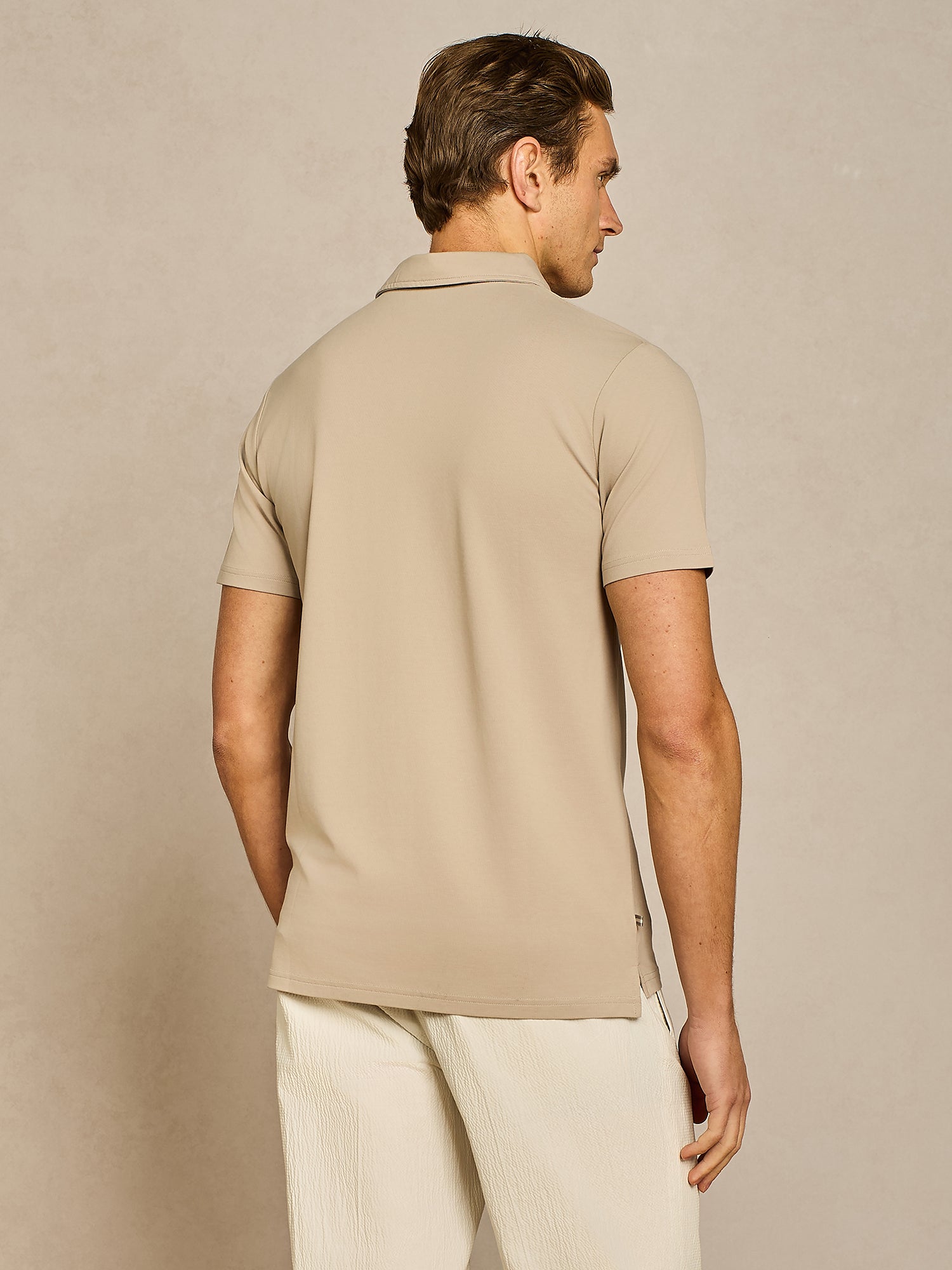 Polo jersey piquet tecnico taupe chiaro