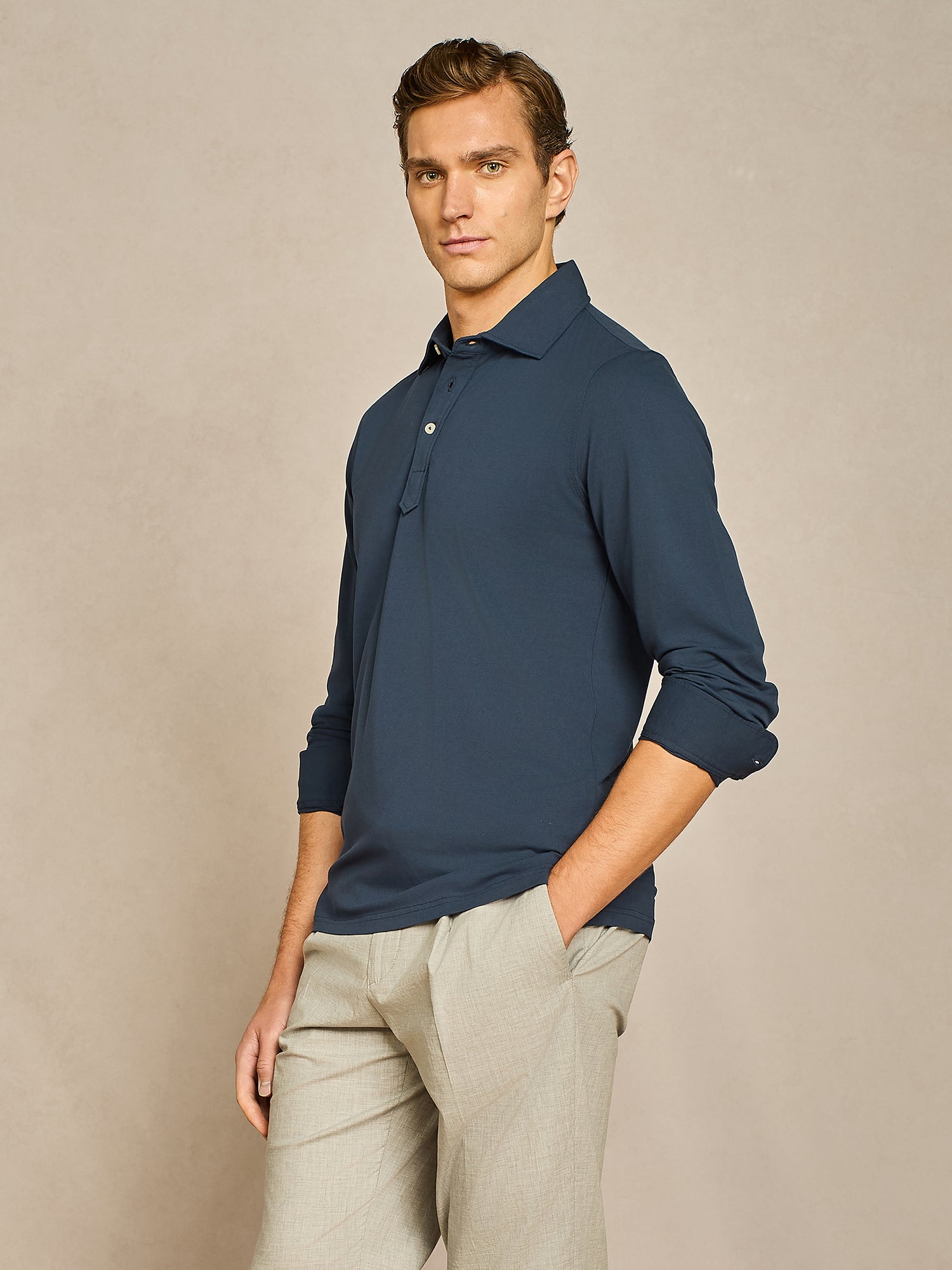 POLO JERSEY PIQUET TECNICO BLU